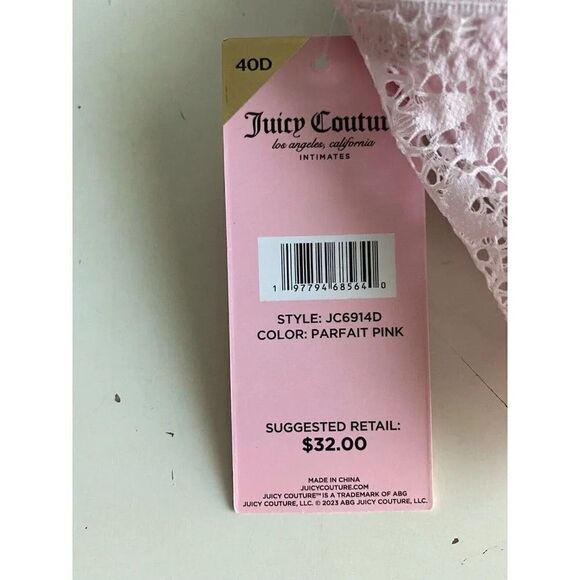 Juicy Couture Sexy Push Up Bra Sz 40D Parfait Pink Underwire JC6914D Lace NEW - Picture 9 of 9